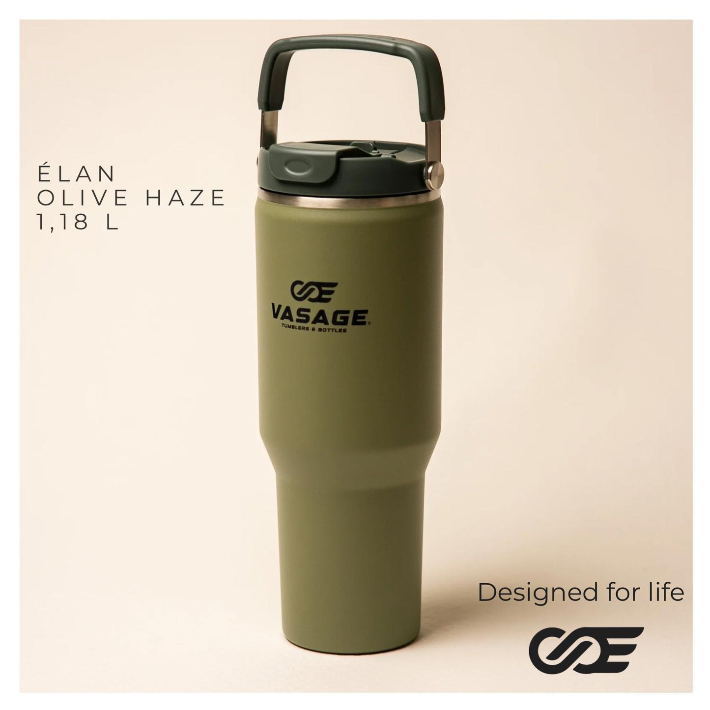 Olive Haze. Vaso térmico de acero inoxidable. 1,18 L.